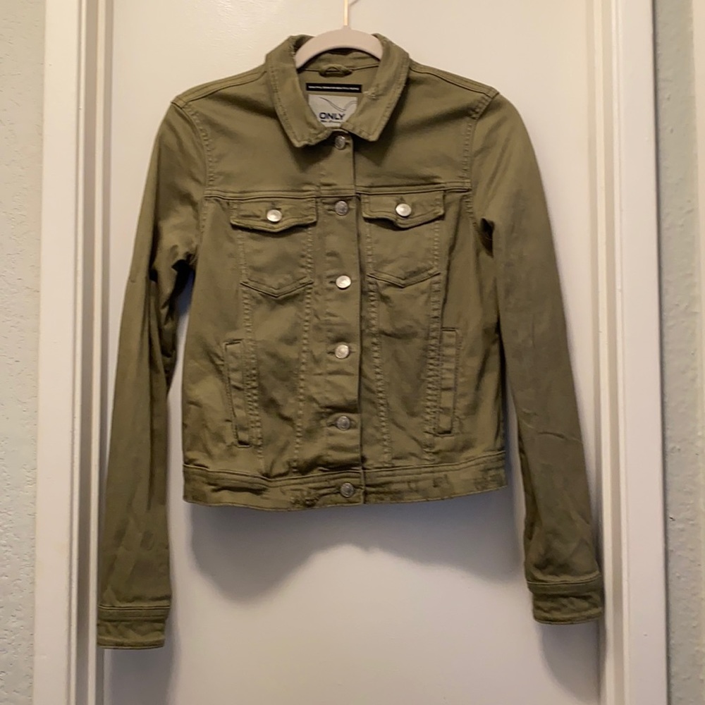 Green denim jacket